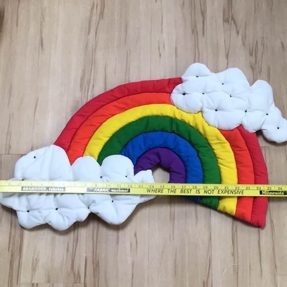 Vintage Handmade Quilted Puffy Rainbow & Clouds Wall Wall Hanging Decor - Picture 7 of 8